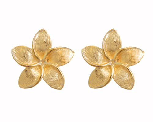 Se mere om bee ørestikker af 9 kt guld udformet som en blomst med blade i web-butikken