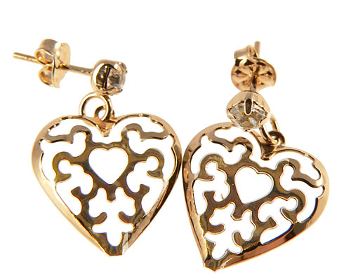 Se mere om donna bella øreringe med ørestik og hjerte i guld i web-butikken
