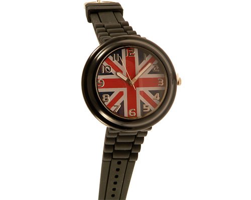 Se mere om sort silikone sportsur med engelsk flag i web-butikken