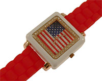 Se mere om Rødt silikone sportsur med American flag i web-butikken