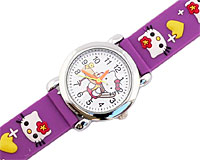 Se mere om Hello Kitty ur i lilla farve med hvide Hello Kitty og gule hjerter i web-butikken