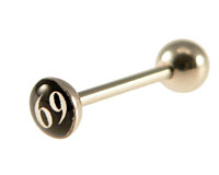 Se mere om Tunge piercing med 69 motiv i sort og hvid i web-butikken