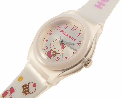 Se mere om hello kitty ur med hvid rem og lyserød skrift i web-butikken