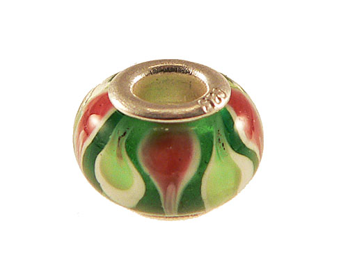 Se mere om charms fra tomato med håndmalet glasperle i grønne, hvide og røde farver i web-butikken