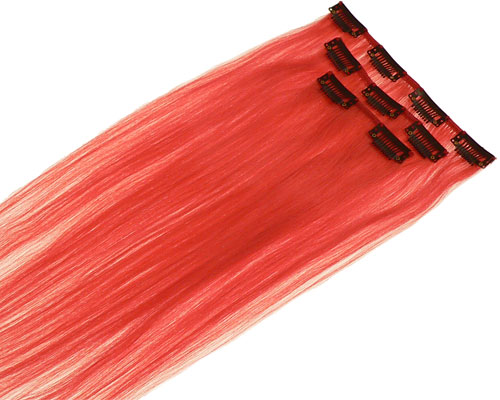 Se mere om sæt med 3 baner 40 cm langt clip on hår i rød farve i web-butikken