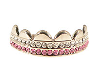 Se mere om Grillz i sølv med to rækker sten i lyserød og hvid farve i web-butikken
