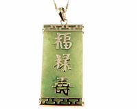Se mere om Halskæde af sølv med grønt jade vedhæng med kinesiske skrifttegn i web-butikken
