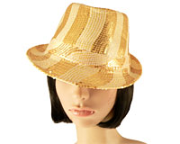 Se mere om Hat med påsyede palietter i guld er one size. i web-butikken