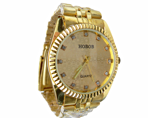Se mere om herreur fra hobob.uret har en guld urskive og er belagt med hvide similisten i web-butikken