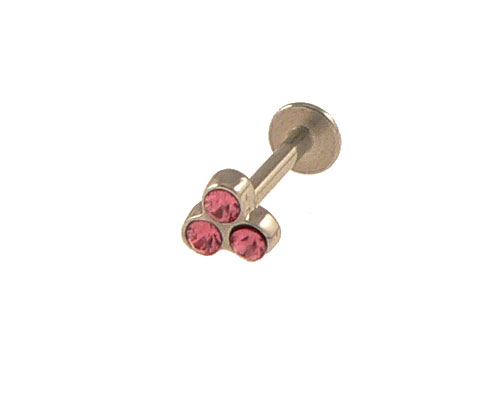 Se mere om madonna piercing i kirurgisk 316l stål med tre lyserøde sten i web-butikken