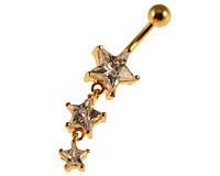 Se mere om Rigtig flot guldbelagt piercing med 3 stjernevedhæng i web-butikken