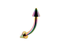 Se mere om Rainbow anodiseret øjenbryns piercing med cones i web-butikken