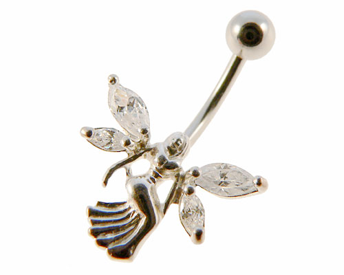 Se mere om  navle piercing af 925 sølv som sommerfugl med en lille fe i web-butikken