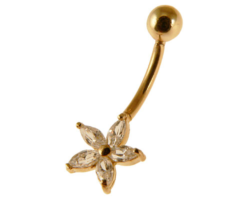 Se mere om navlepiercing i 14 karat guld af blomst i web-butikken