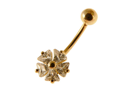 Se mere om navlepiercing i 14 karat guld af blomst i web-butikken