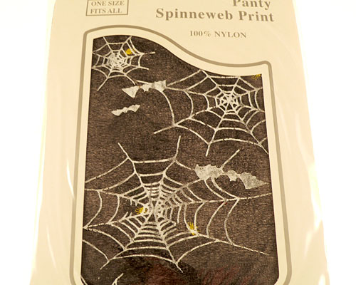 Se mere om spiderweb strømpebukser i sort farve med hvide edderkoppe spin og flagermus i web-butikken