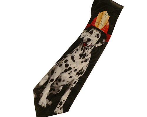 Se mere om slips med en dalmatiner med en brandhat  i web-butikken