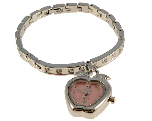 Se mere om sødt armbånd med hjerteformet ur med lyserød urskive i web-butikken