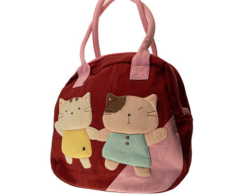 Se mere om japansk håndtaske fra le baobab i lyserød og bordeaux farve i web-butikken