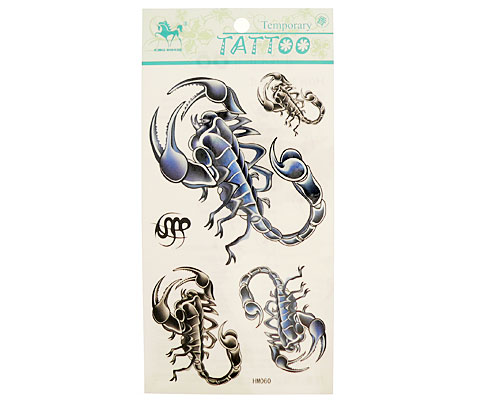 Se mere om tatoveringer med fire skorpioner til påføring med vand i web-butikken