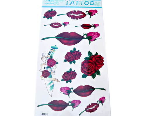Se mere om flotte tatoveringer af roser og læber i rød farver i web-butikken