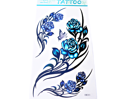 Se mere om tattoo med blå roser.perfekt gave til en pige som elsker søde og sejt ting i web-butikken